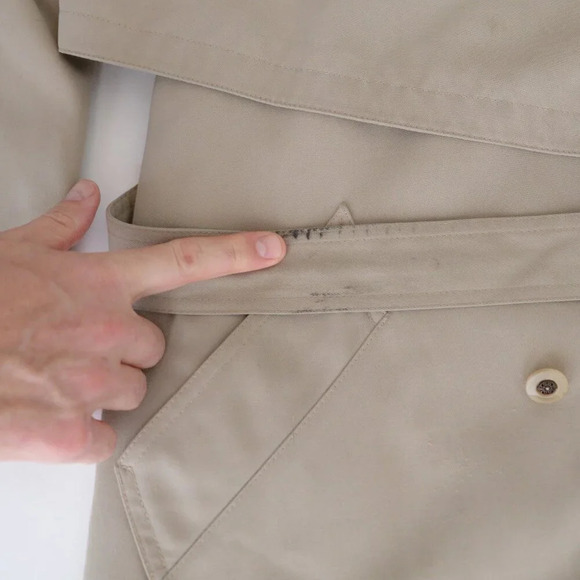 Vintage Laura Winston Beige Pleated Back Long Belted Trench Coat 12 - Picture 14 of 16